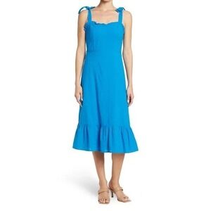 NSR Eyelet Tie Strap Midi Dress
